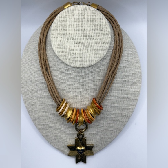 Organic Sinans Design Gold Reversible Cross Charm Necklace 16” - Picture 3 of 5